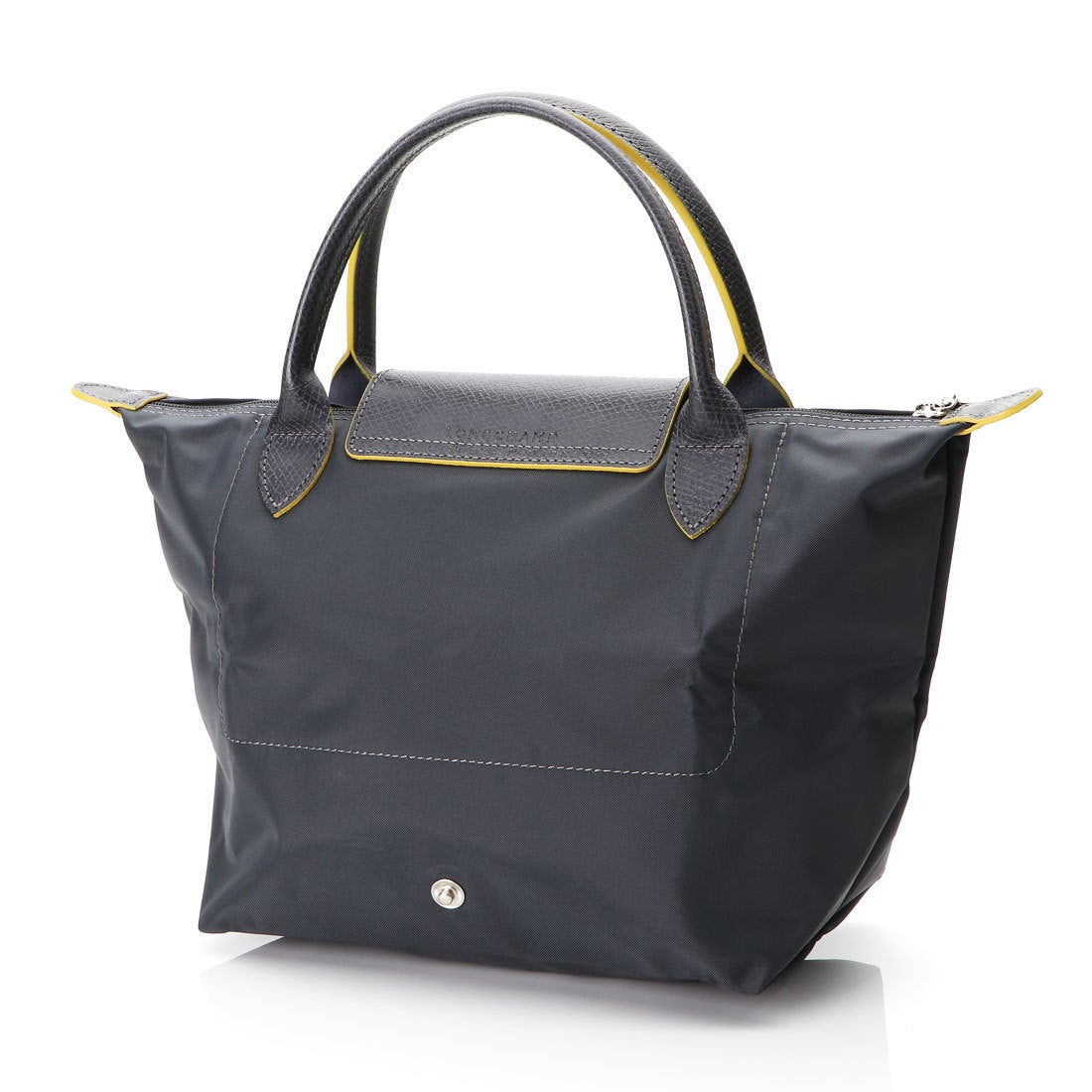 Longchamp S - Cinza escuro com acabamento em amarelo