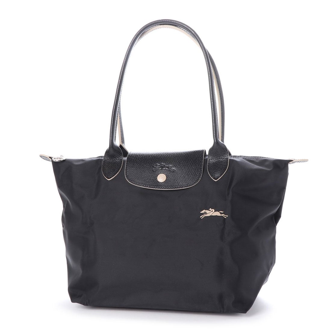 Longchamp M - Preto com acabamento em branco
