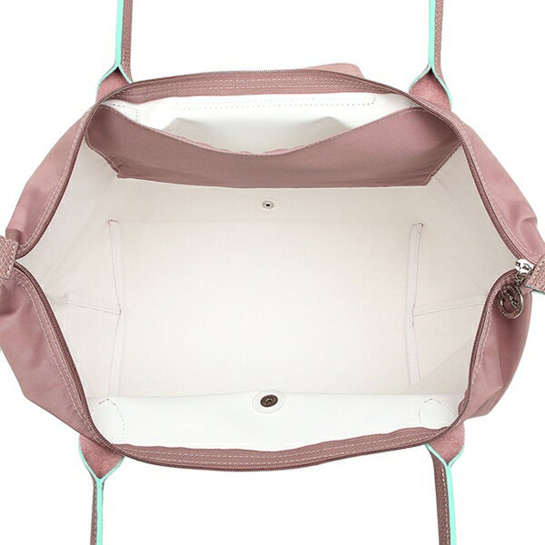 Longchamp M - Rosa com acabamento em verde água
