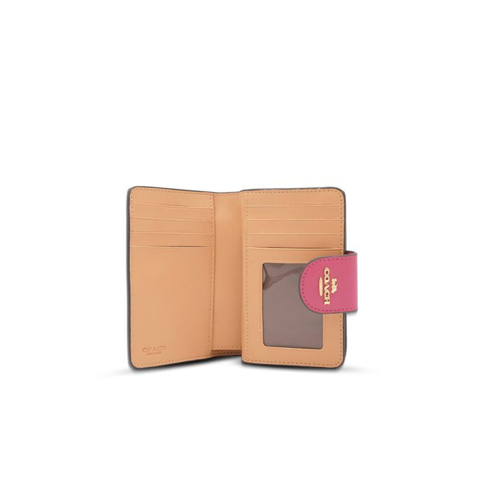 Carteira Coach Corner Zip - Rosa e bege