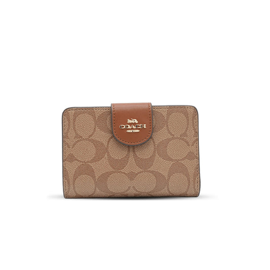 Carteira Coach Corner Zip - Castanho claro