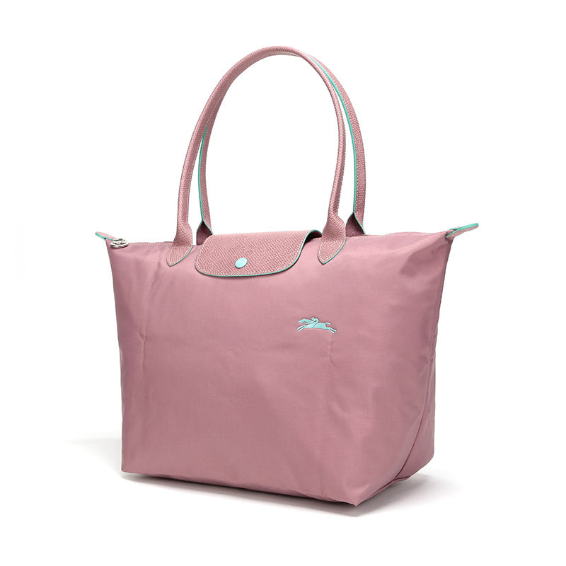Longchamp M - Rosa com acabamento em verde água
