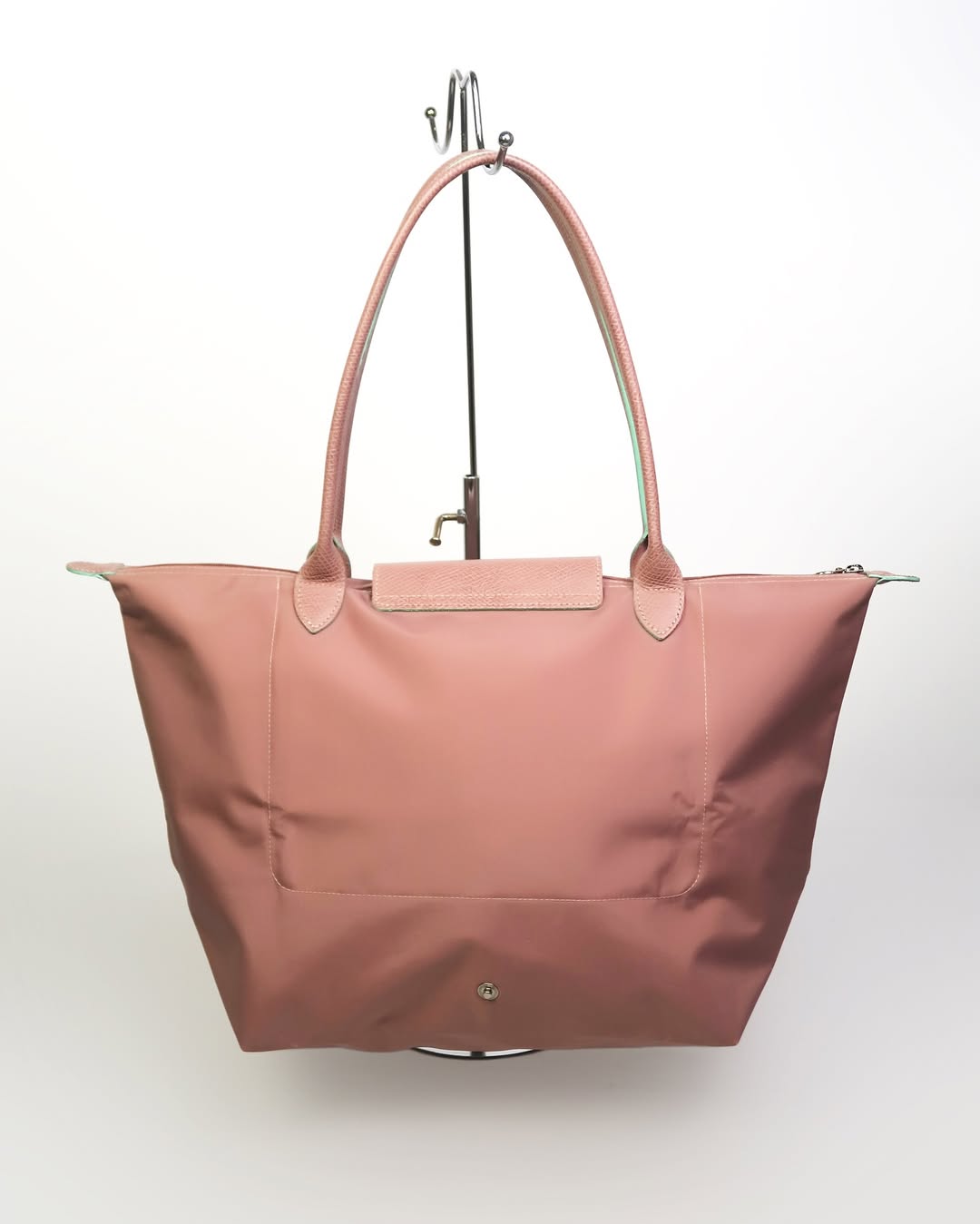 Longchamp L - Rosa com acabamento em verde água