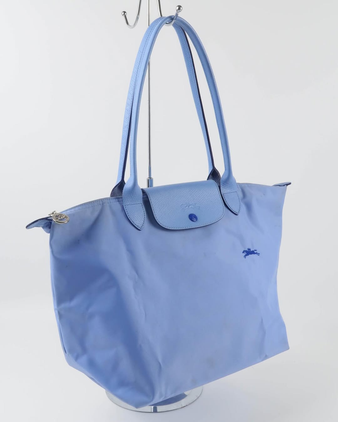 Longchamp L - Azul bebê com acabamento em azul marinho