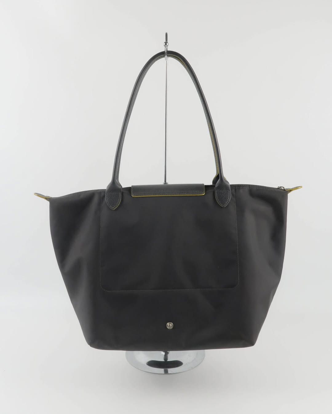 Longchamp L - Cinza escuro com acabamento em amarelo
