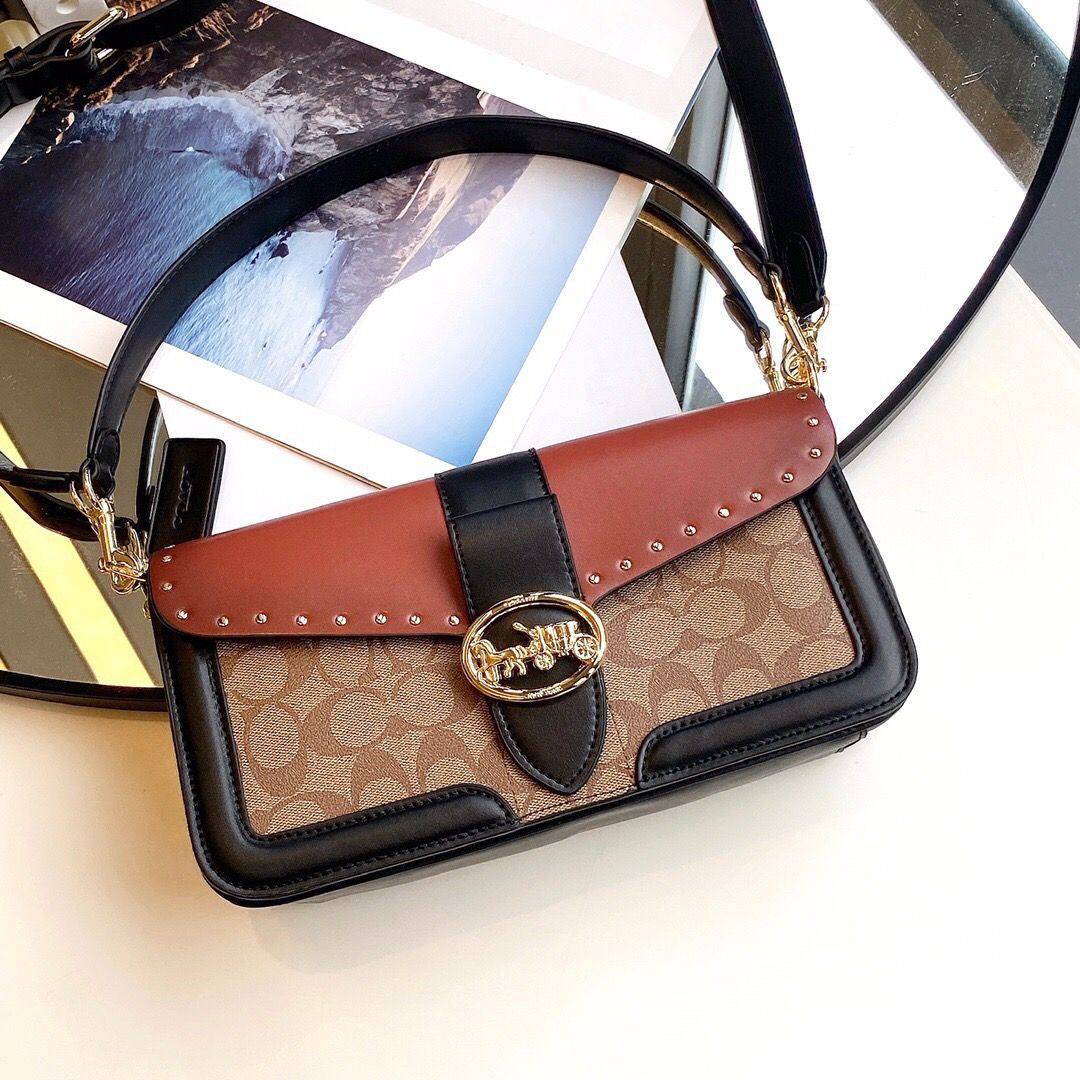 Coach Georgie Bag - Castanho cognac e preto