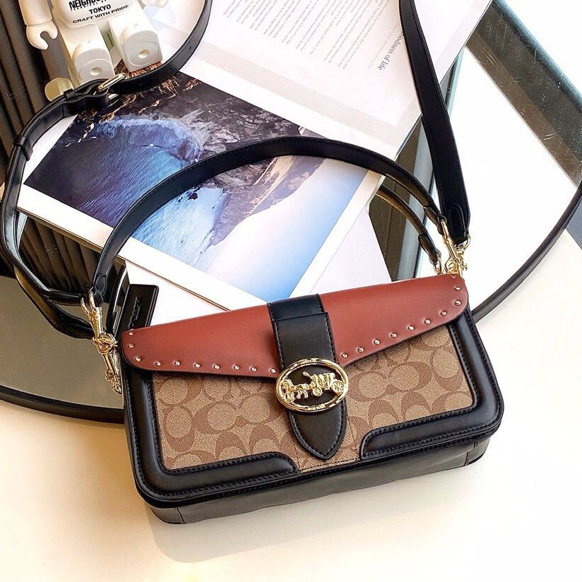Coach Georgie Bag - Castanho cognac e preto