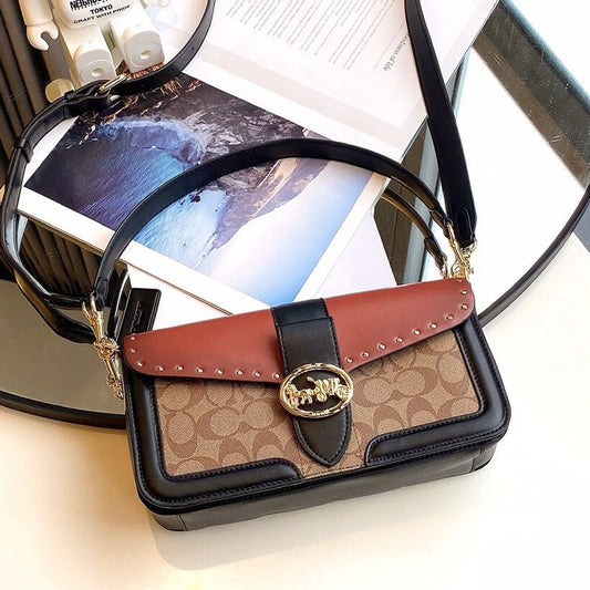 Coach Georgie Bag - Castanho cognac e preto