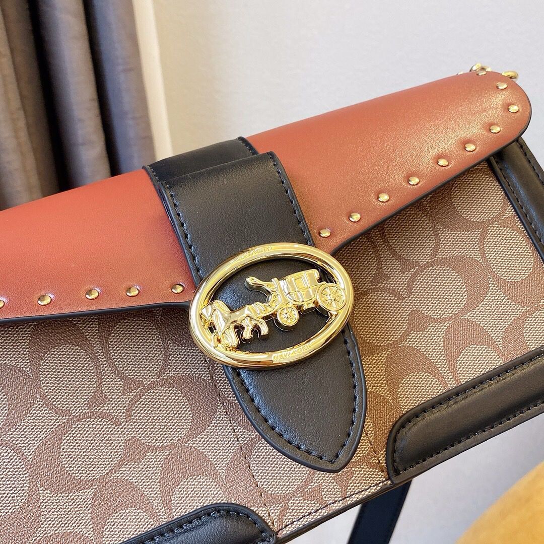 Coach Georgie Bag - Castanho cognac e preto