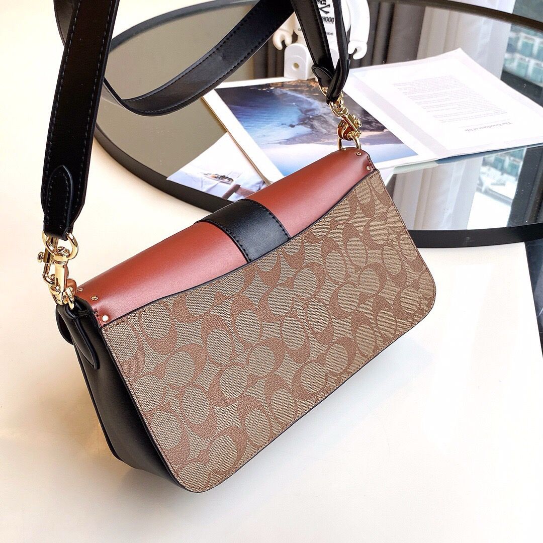 Coach Georgie Bag - Castanho cognac e preto