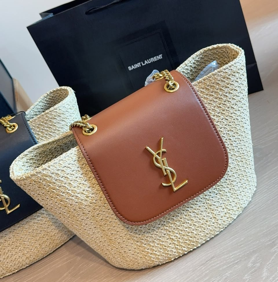 Saint Laurent Manon em Ráfia – Bolsa transversal