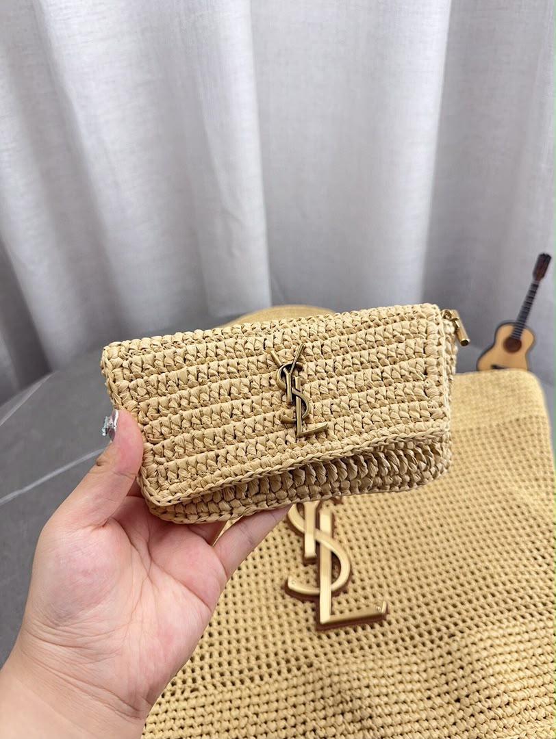 Saint Laurent Icare Maxi em Ráfia – Natural