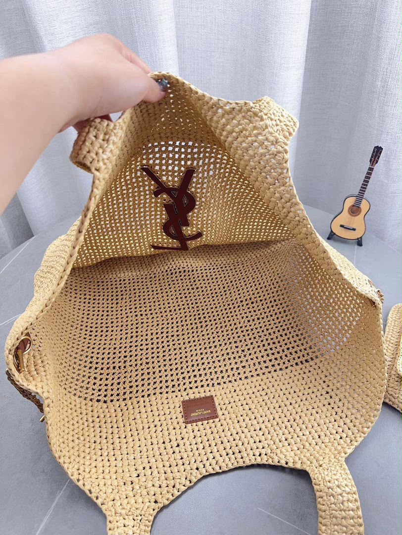 Saint Laurent Icare Maxi em Ráfia – Natural