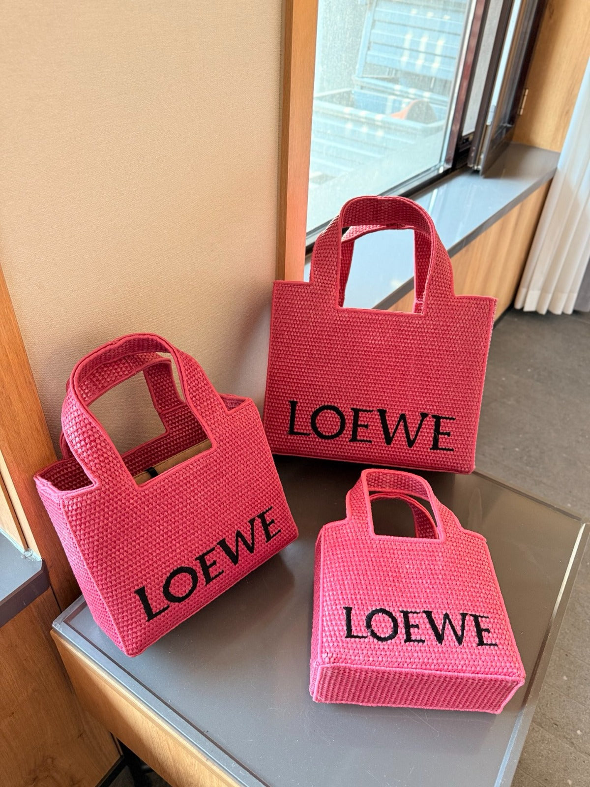 Loewe Font Tote em Ráfia - Rosa