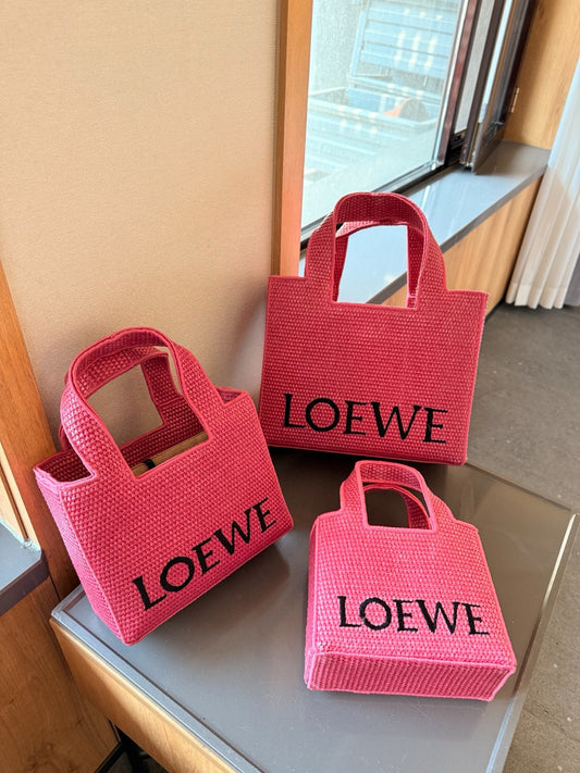 Loewe Font Tote em Ráfia - Rosa
