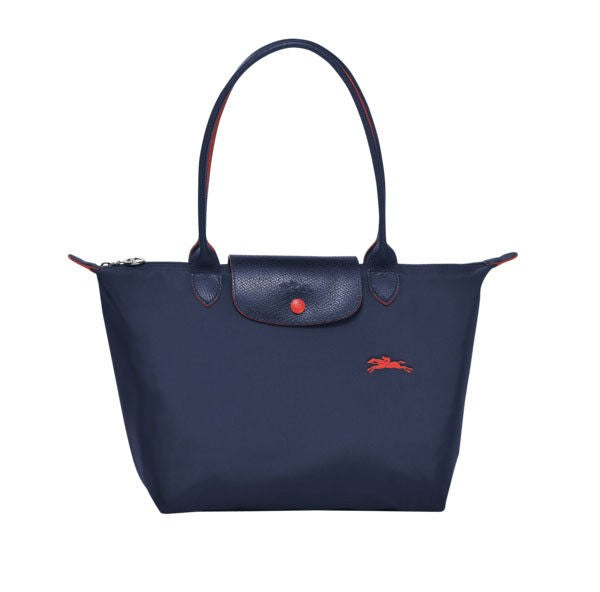 Longchamp M - Azul marinho com acabamento em vermelho