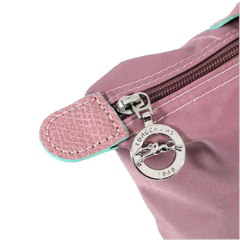 Longchamp S - Rosa com acabamento em verde água
