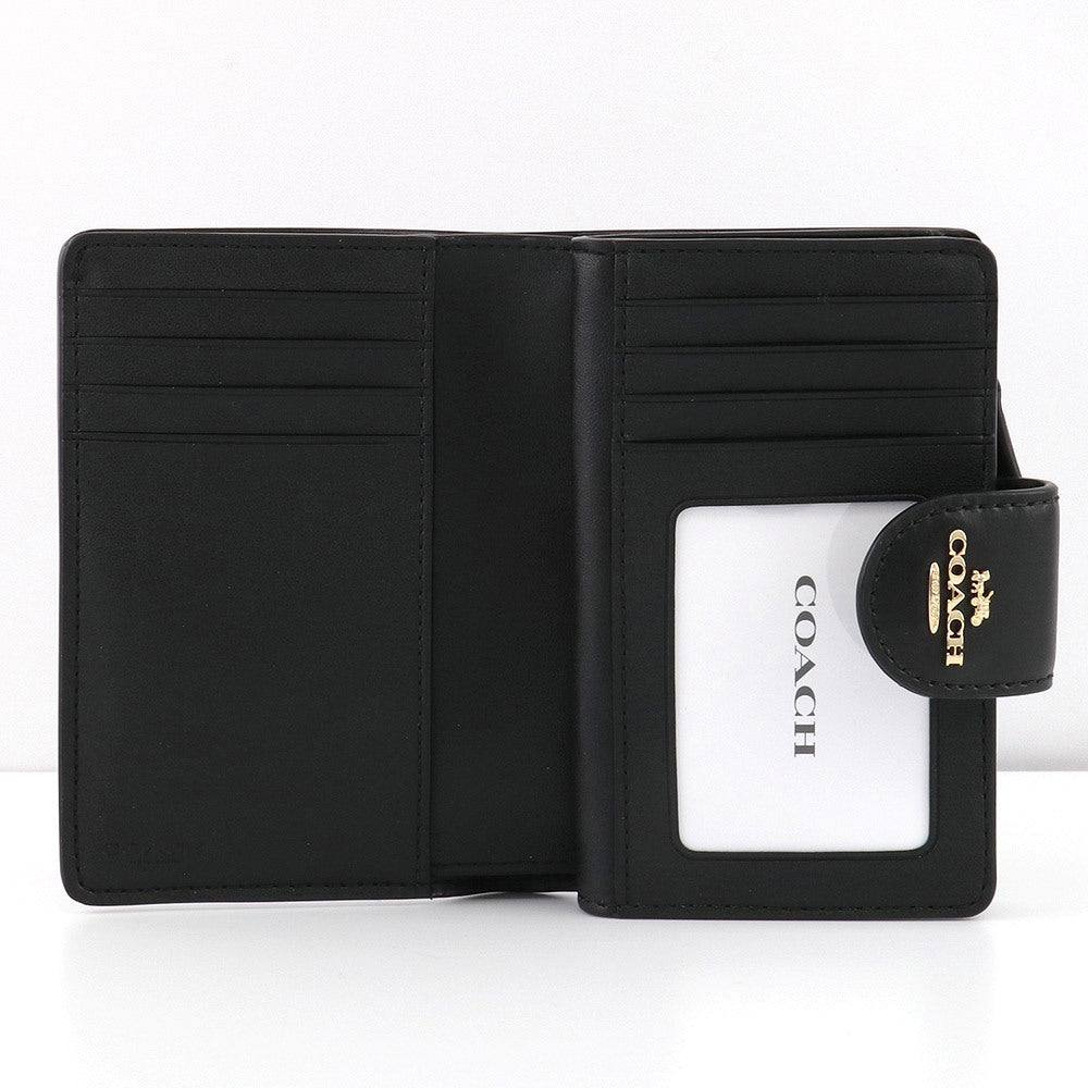 Carteira Coach Corner Zip - Preto e castanho escuro