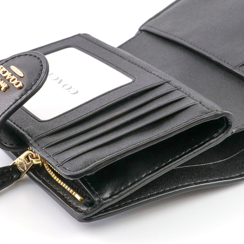 Carteira Coach Corner Zip - Preto e castanho escuro