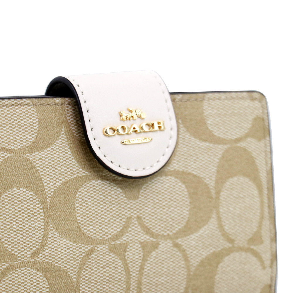 Carteira Coach Corner Zip - Branco e bege