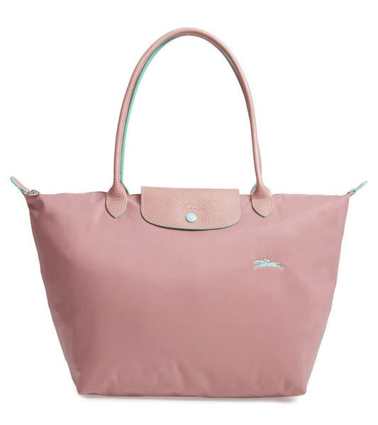 Longchamp L - Rosa com acabamento em verde água