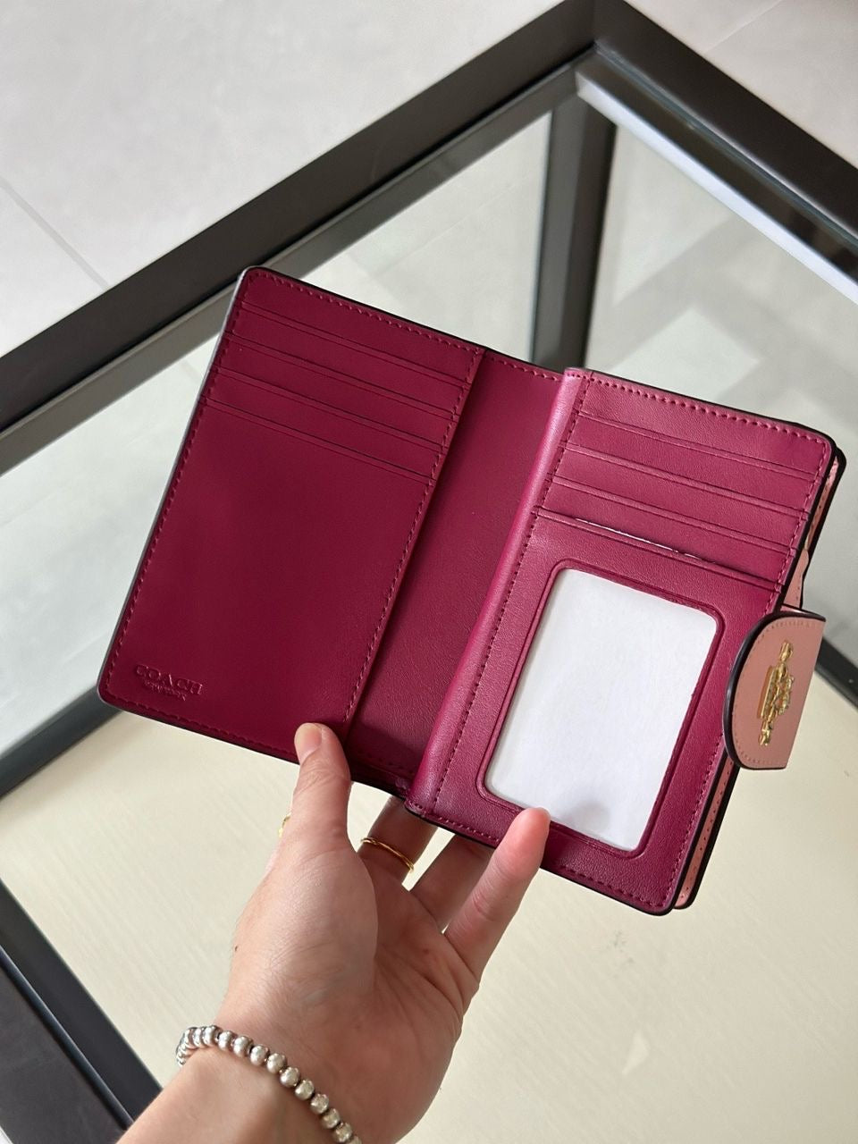 Carteira Coach Corner Zip - Rosa