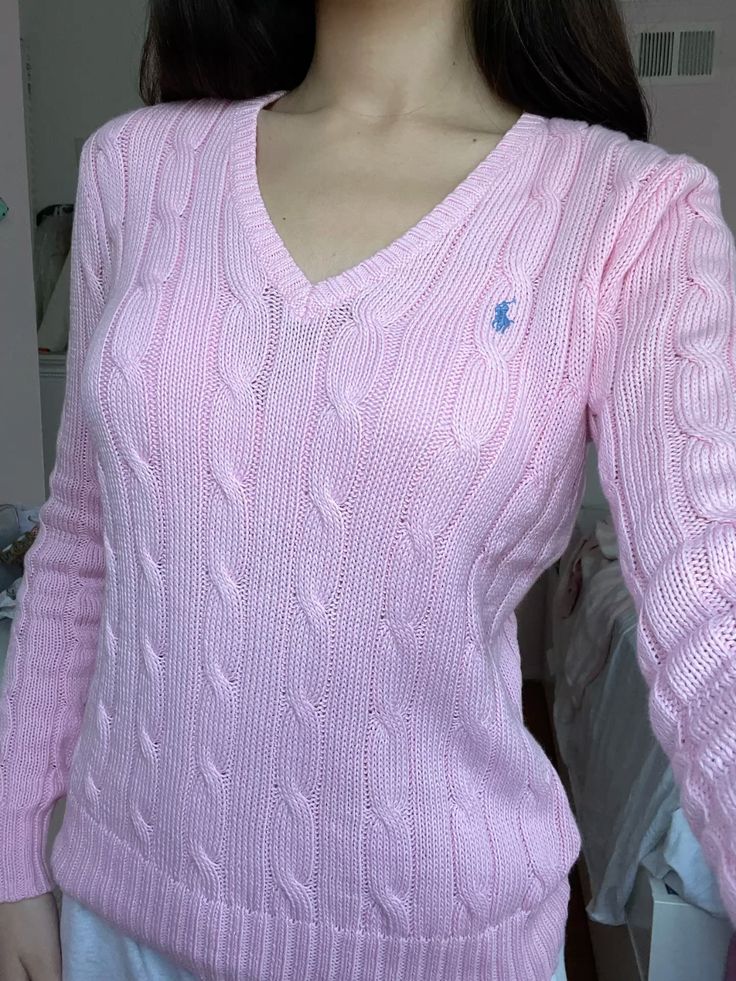 Polo Ralph Lauren em gola V - Rosa