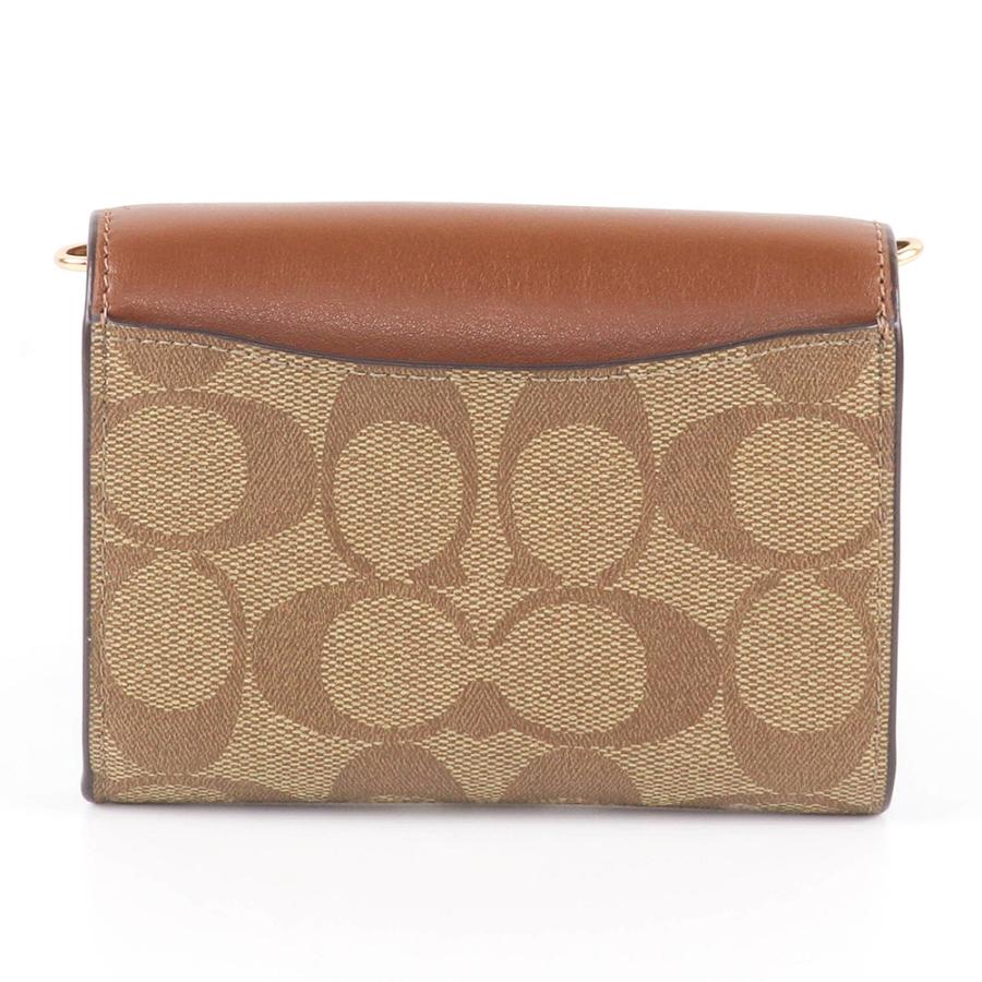 Carteira Coach Mini Envelope With Strap - Castanho conhaque