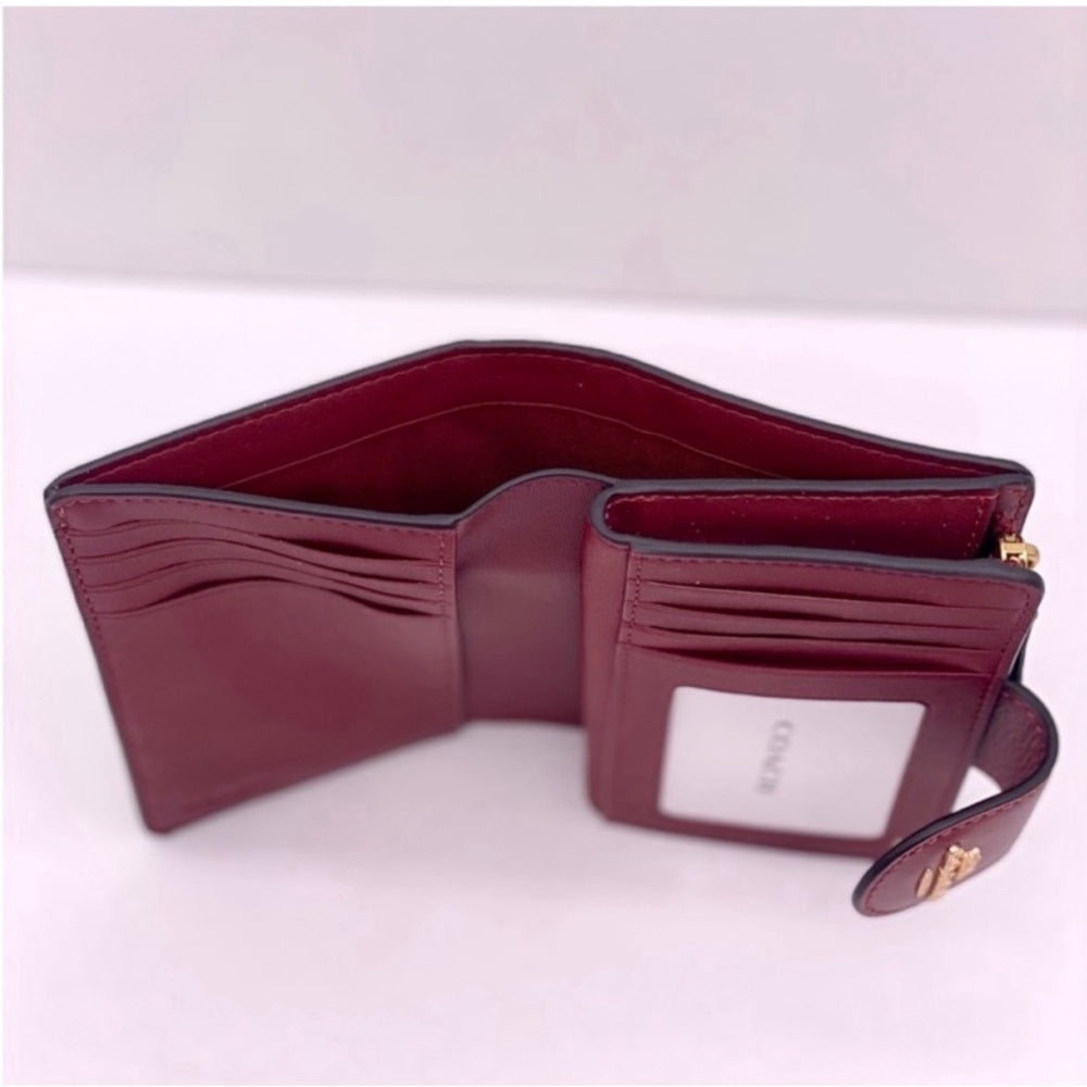 Carteira Coach Corner Zip - Vermelho e castanho