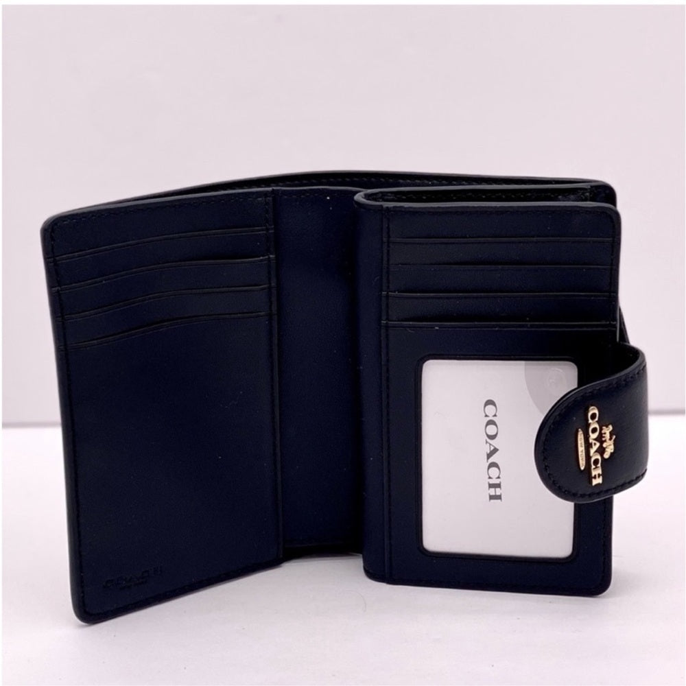 Carteira Coach Corner Zip - Preto e castanho claro