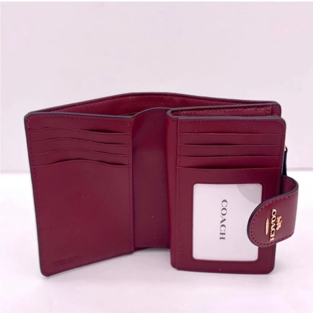 Carteira Coach Corner Zip - Vermelho e castanho