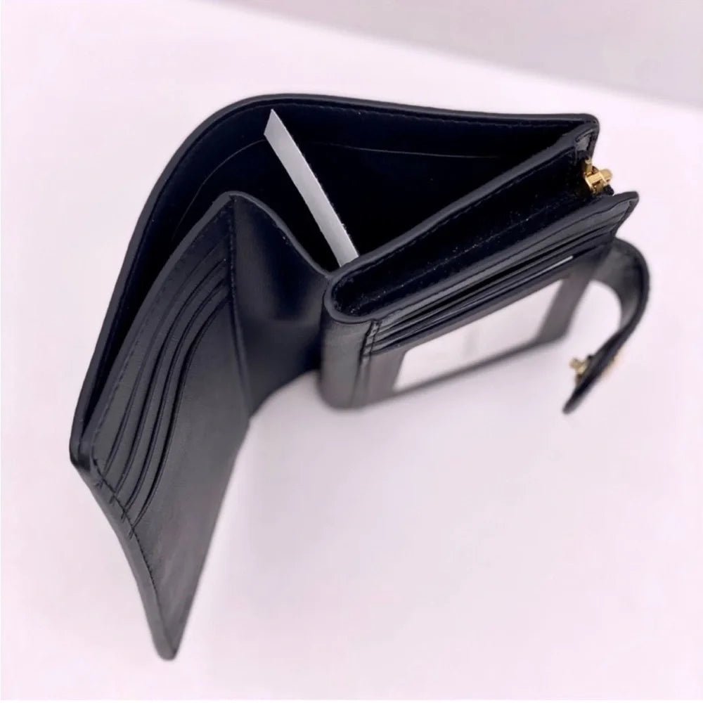 Carteira Coach Corner Zip - Preto e castanho claro