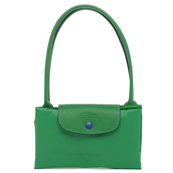 Longchamp M - Verde cacto com acabamento azul