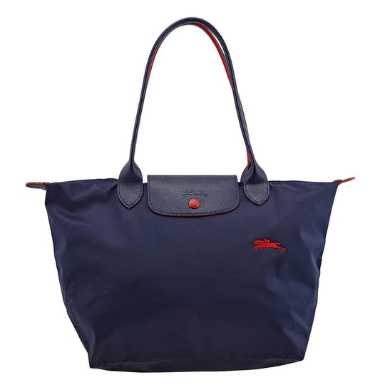Longchamp L - Azul marinho com acabamento vermelho