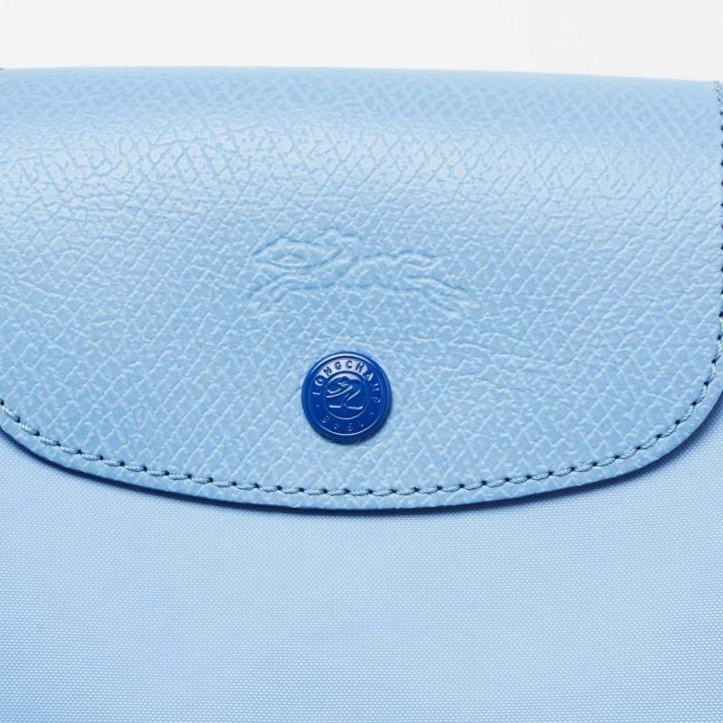 Longchamp M - Azul bebê com acabamento em azul marinho