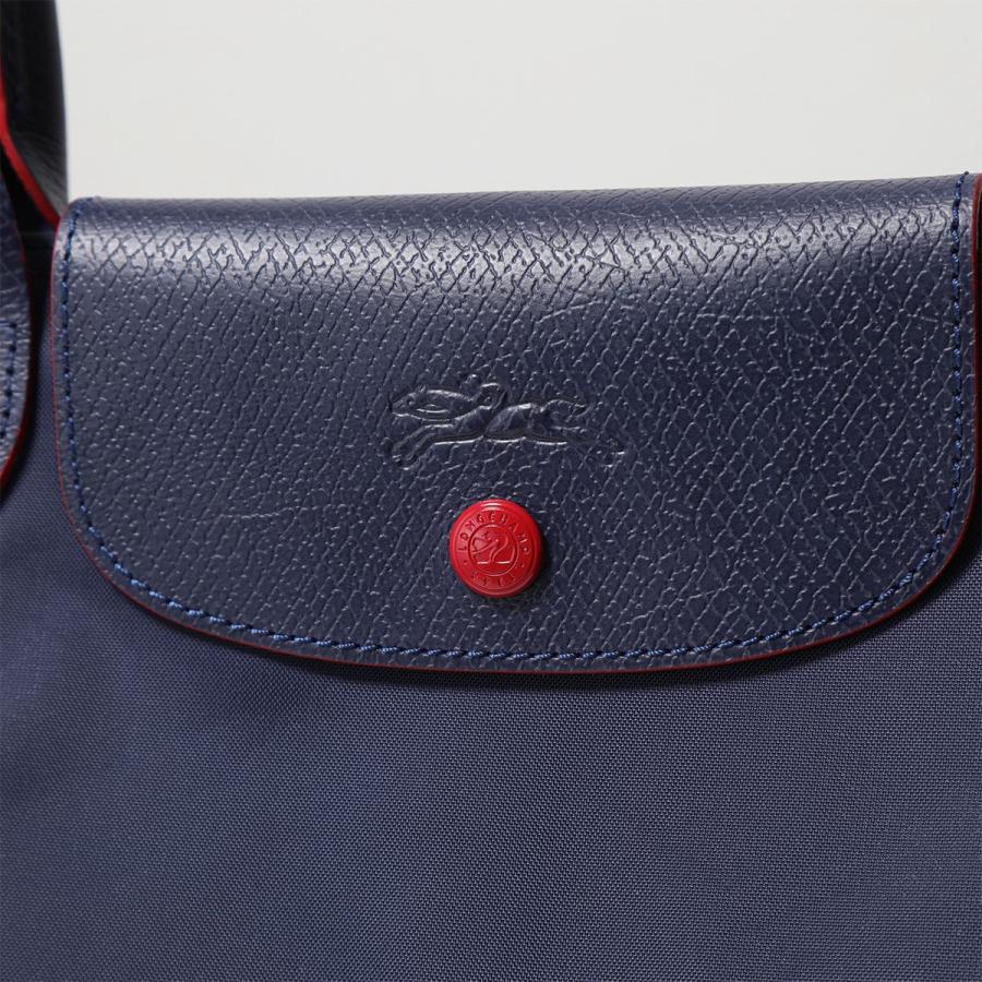 Longchamp M - Azul marinho com acabamento em vermelho